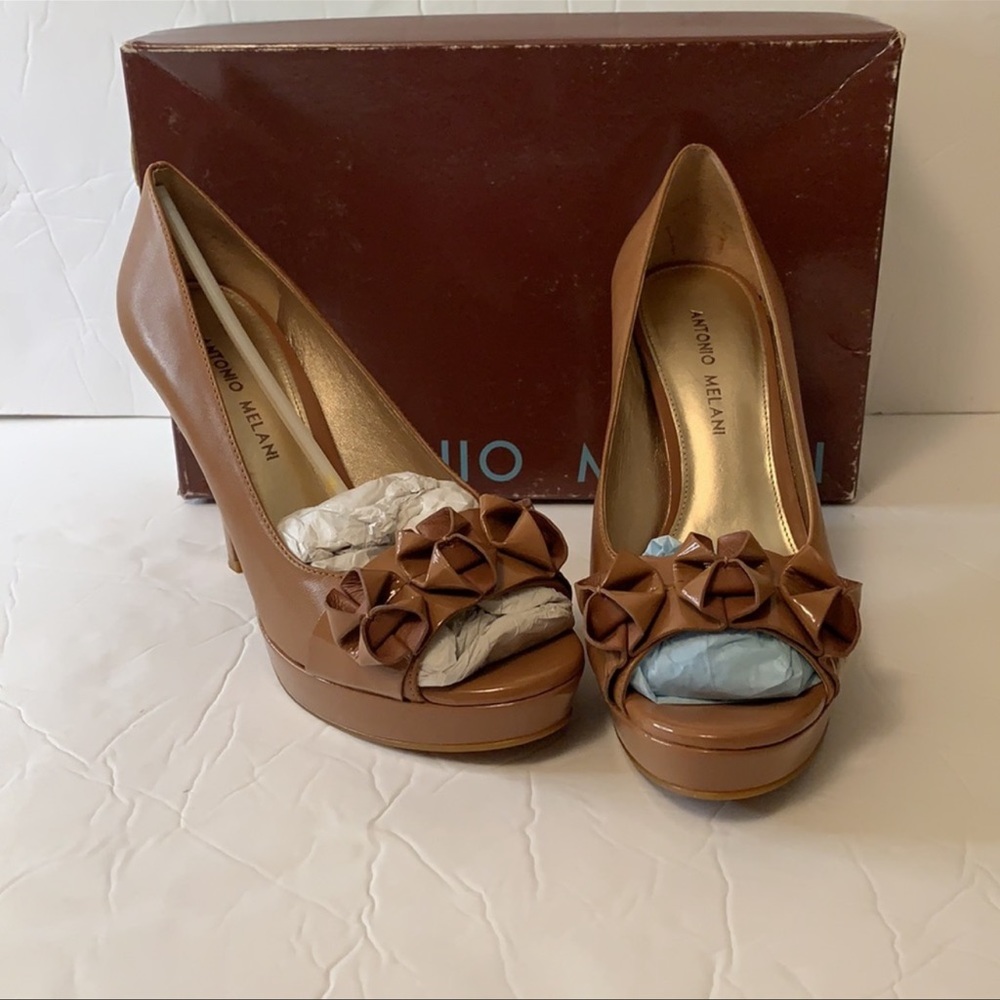 Antonio melani brown open toe high heels - Picture 1 of 5